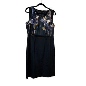 Elie Tahari Silk Floral Sheath Dress, black purple gold